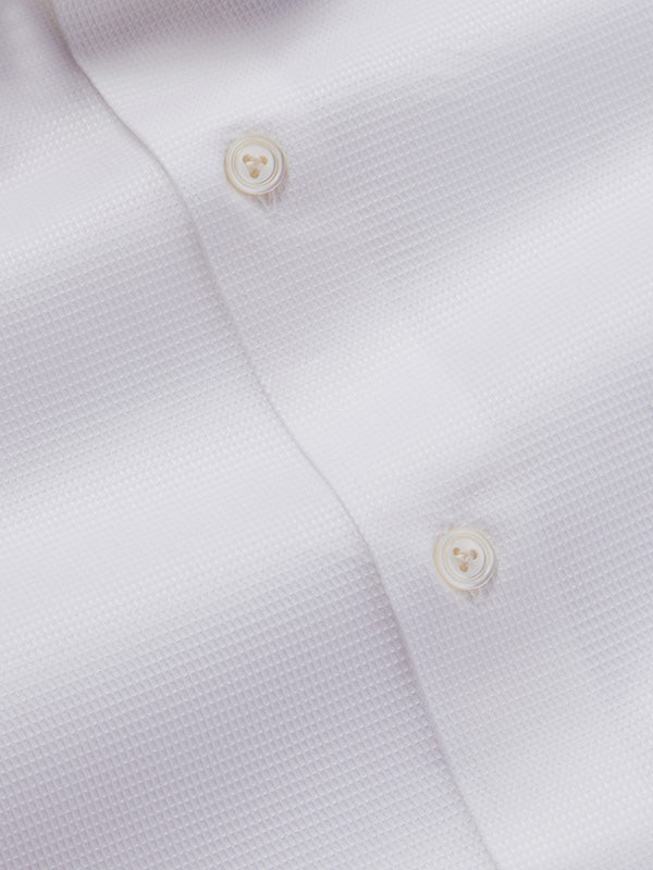 Marinetti White Solid Full Sleeve Single Cuff Tailored Fit Classic Formal Two Ply Mercerized Cotton Shirt
