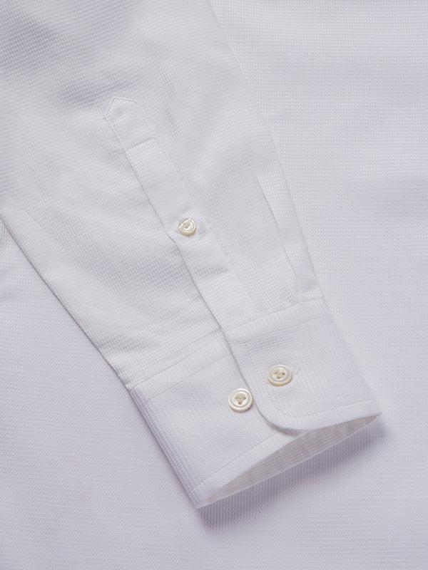 Marinetti White Solid Full Sleeve Single Cuff Tailored Fit Classic Formal Two Ply Mercerized Cotton Shirt