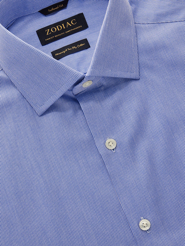 Marinetti Navy Solid Full Sleeve Single Cuff Tailored Fit Classic Formal Two Ply Mercerized Cotton Shirt