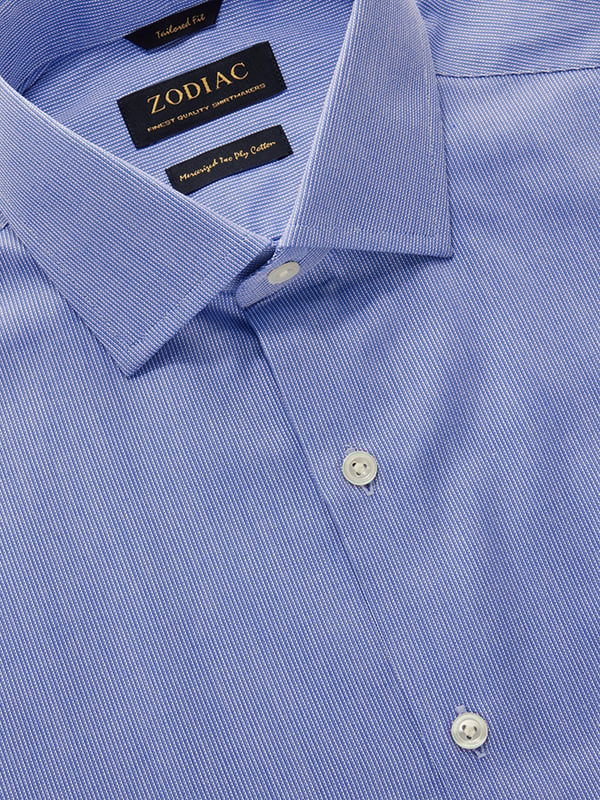 Marinetti Navy Solid Full Sleeve Single Cuff Tailored Fit Classic Formal Two Ply Mercerized Cotton Shirt