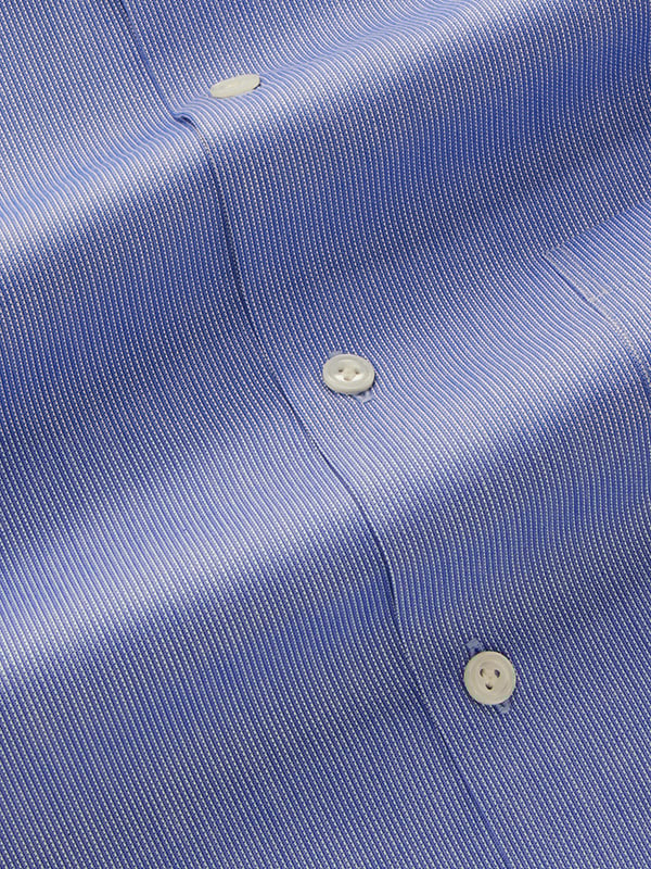 Marinetti Navy Solid Full Sleeve Single Cuff Tailored Fit Classic Formal Two Ply Mercerized Cotton Shirt