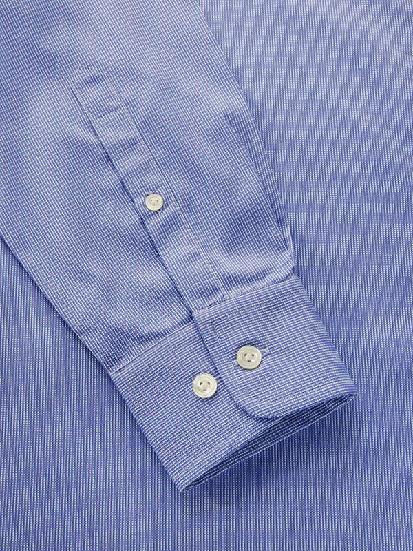 Marinetti Navy Solid Full Sleeve Single Cuff Tailored Fit Classic Formal Two Ply Mercerized Cotton Shirt