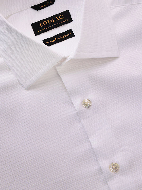 Marinetti White Solid Full Sleeve Single Cuff Tailored Fit Classic Formal Two Ply Mercerized Cotton Without Pocket Shirt