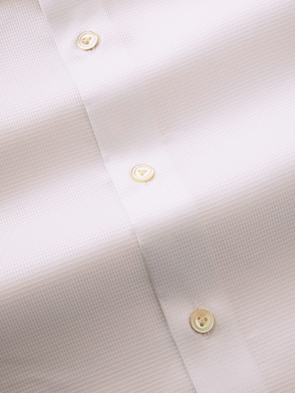 Marinetti White Solid Full Sleeve Single Cuff Tailored Fit Classic Formal Two Ply Mercerized Cotton Without Pocket Shirt