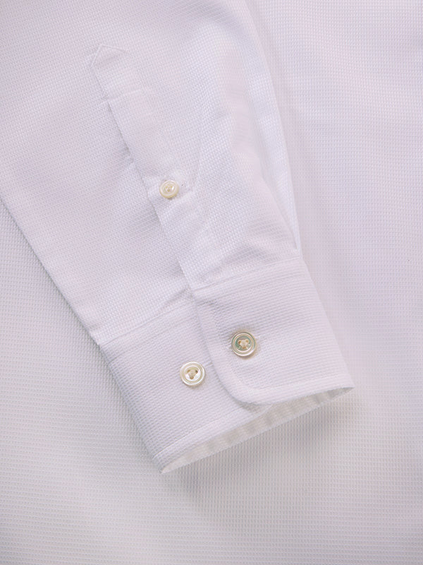 Marinetti White Solid Full Sleeve Single Cuff Tailored Fit Classic Formal Two Ply Mercerized Cotton Without Pocket Shirt