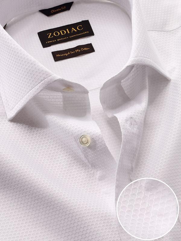 Matera White Solid Full Sleeve Double Cuff Classic Fit Classic Formal Two Ply Mercerized Cotton Shirt