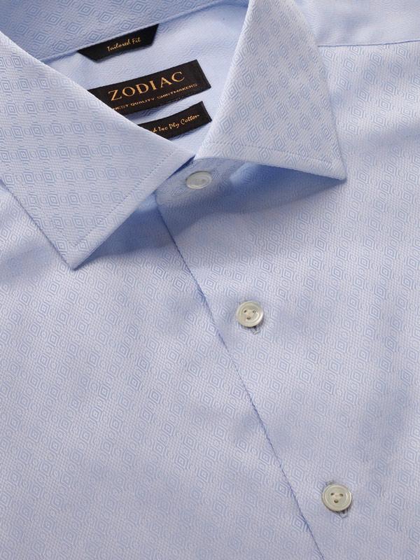 Matera Sky Solid Full Sleeve Single Cuff Tailored Fit Classic Formal Two Ply Mercerized Cotton Shirt
