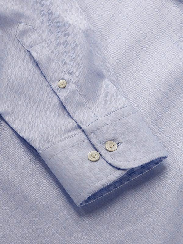 Matera Sky Solid Full Sleeve Single Cuff Tailored Fit Classic Formal Two Ply Mercerized Cotton Shirt