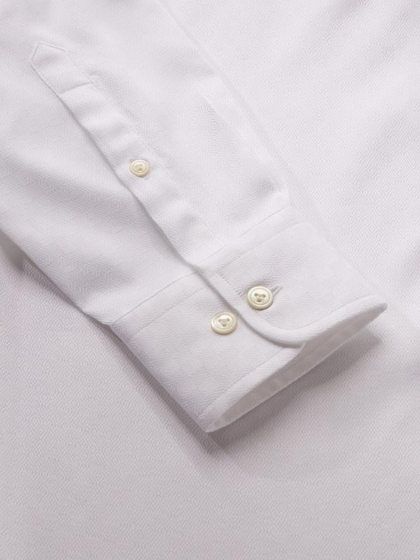 Matera White Solid Full Sleeve Single Cuff Tailored Fit Classic Formal Two Ply Mercerized Cotton Shirt