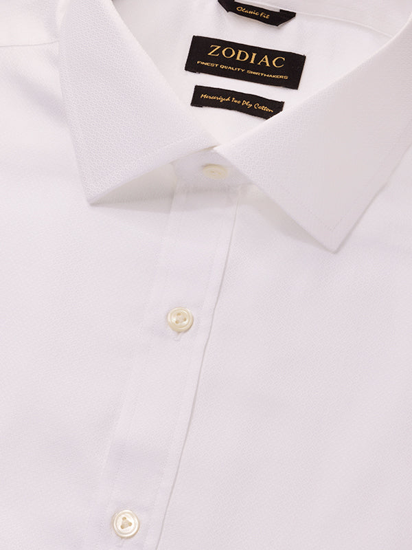 Matera White Solid Half Sleeve Semi Fit Semi Formal Two Ply Mercerized Cotton Shirt