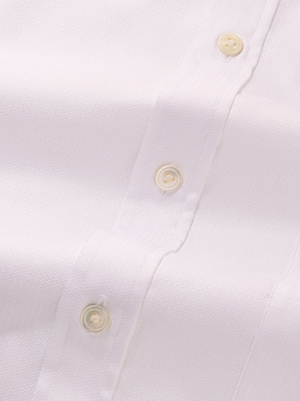 Matera White Solid Half Sleeve Semi Fit Semi Formal Two Ply Mercerized Cotton Shirt