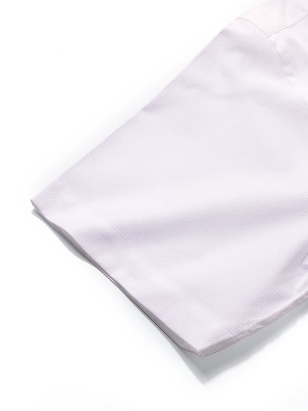 Matera White Solid Half Sleeve Semi Fit Semi Formal Two Ply Mercerized Cotton Shirt