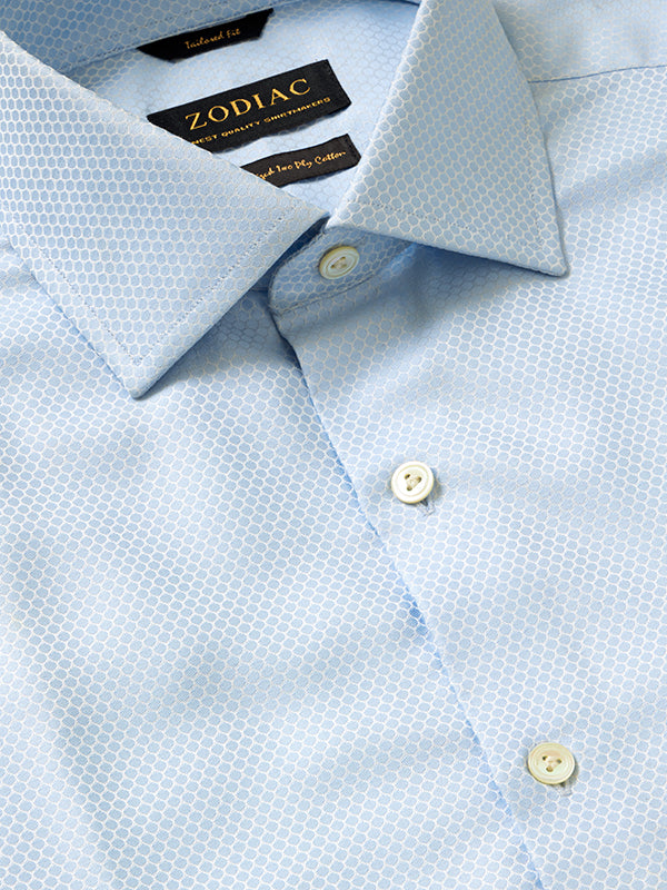 Matera Sky Solid Full Sleeve Double Cuff Tailored Fit Classic Formal Two Ply Mercerized Cotton Shirt