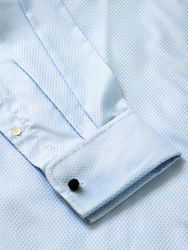 Matera Sky Solid Full Sleeve Double Cuff Tailored Fit Classic Formal Two Ply Mercerized Cotton Shirt