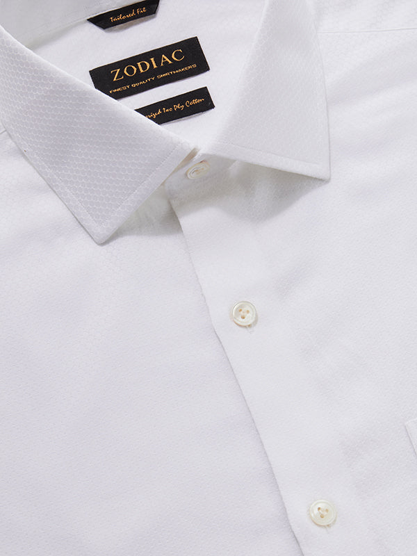 Matera White Solid Full Sleeve Double Cuff Tailored Fit Classic Formal Two Ply Mercerized Cotton Shirt