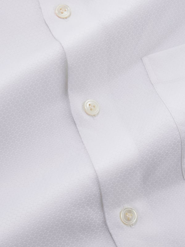 Matera White Solid Full Sleeve Double Cuff Tailored Fit Classic Formal Two Ply Mercerized Cotton Shirt