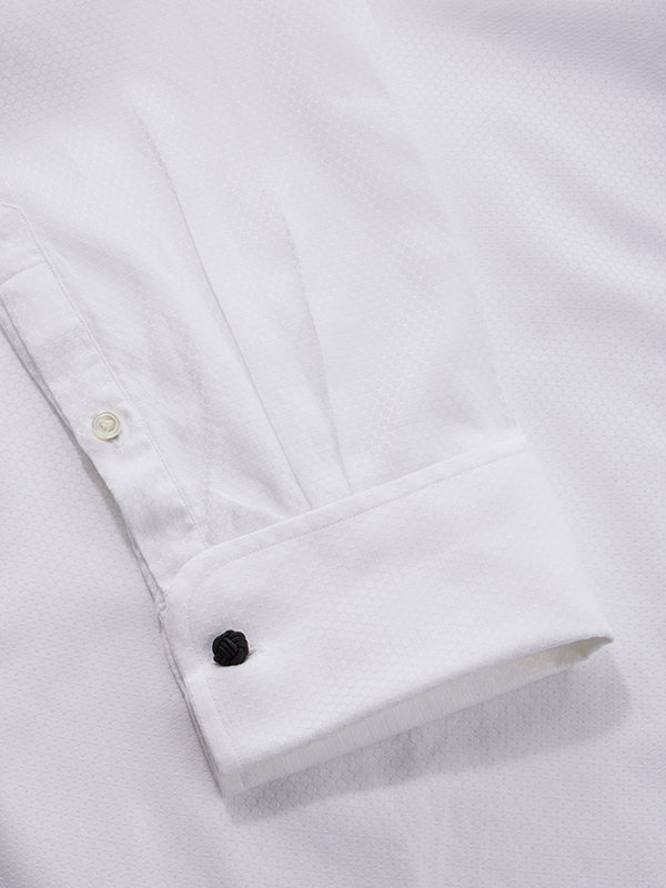 Matera White Solid Full Sleeve Double Cuff Tailored Fit Classic Formal Two Ply Mercerized Cotton Shirt