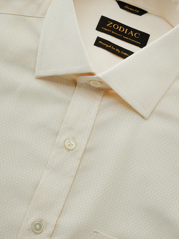 Matera Cream Solid Full Sleeve Single Cuff Classic Fit Classic Formal Two Ply Mercerized Cotton Shirt