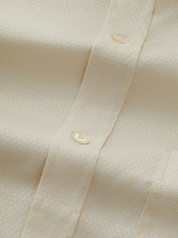 Matera Cream Solid Full Sleeve Single Cuff Classic Fit Classic Formal Two Ply Mercerized Cotton Shirt