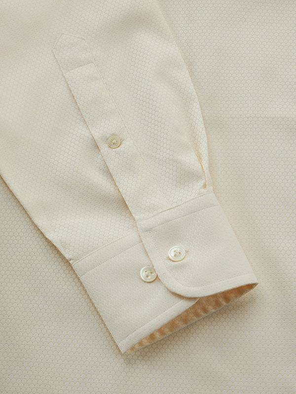 Matera Cream Solid Full Sleeve Single Cuff Classic Fit Classic Formal Two Ply Mercerized Cotton Shirt