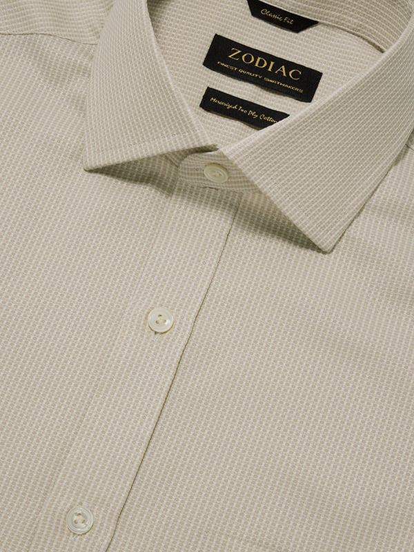 Matera Sand Solid Full Sleeve Single Cuff Classic Fit Classic Formal Two Ply Mercerized Cotton Shirt