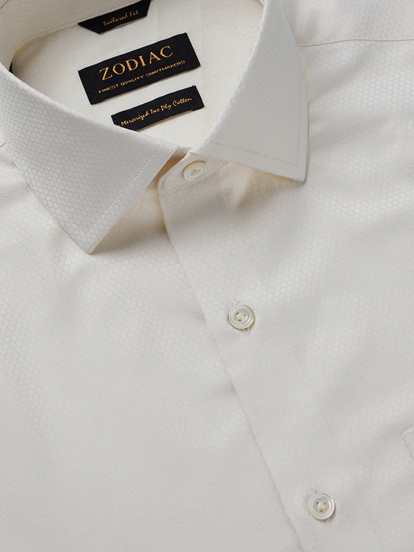 Matera Cream Solid Full Sleeve Single Cuff Tailored Fit Classic Formal Two Ply Mercerized Cotton Shirt