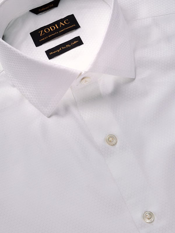 Matera White Solid Full Sleeve Single Cuff Tailored Fit Classic Formal Two Ply Mercerized Cotton Shirt