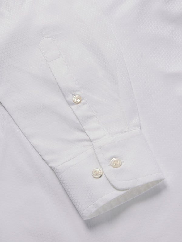 Matera White Solid Full Sleeve Single Cuff Tailored Fit Classic Formal Two Ply Mercerized Cotton Shirt