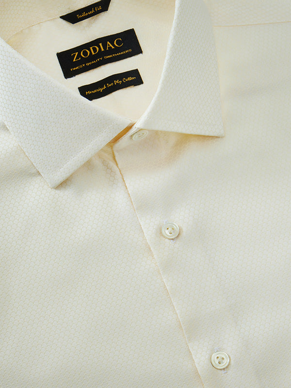Matera Cream Solid Full Sleeve Single Cuff Tailored Fit Classic Formal Two Ply Mercerized Cotton Without Pocket Shirt