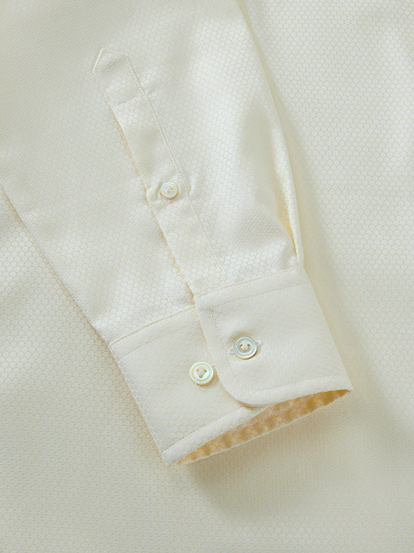 Matera Cream Solid Full Sleeve Single Cuff Tailored Fit Classic Formal Two Ply Mercerized Cotton Without Pocket Shirt