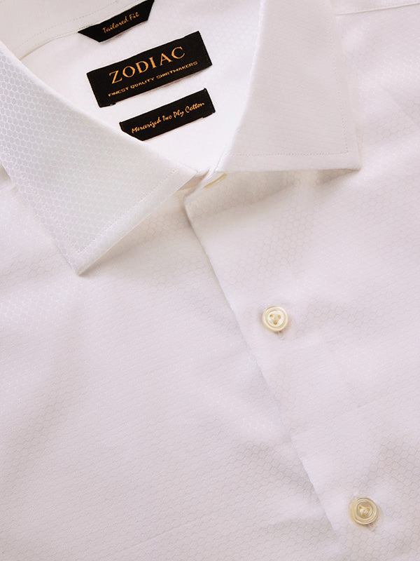Matera White Solid Full Sleeve Single Cuff Tailored Fit Classic Formal Two Ply Mercerized Cotton Without Pocket Shirt
