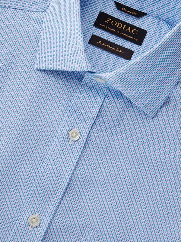 Montefalco Blue Solid Full Sleeve Single Cuff Classic Fit Classic Formal Egyptian Giza Silk Touch Cotton Shirt