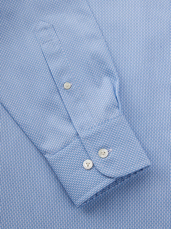 Montefalco Blue Solid Full Sleeve Single Cuff Classic Fit Classic Formal Egyptian Giza Silk Touch Cotton Shirt