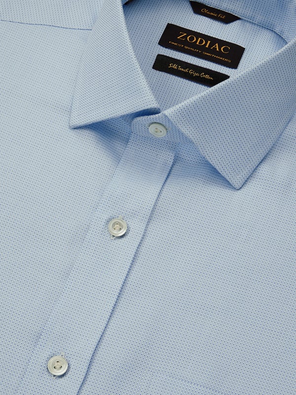 Montefalco Sky Solid Full Sleeve Single Cuff Classic Fit Classic Formal Silk Touch Egyptian Giza Cotton Shirt