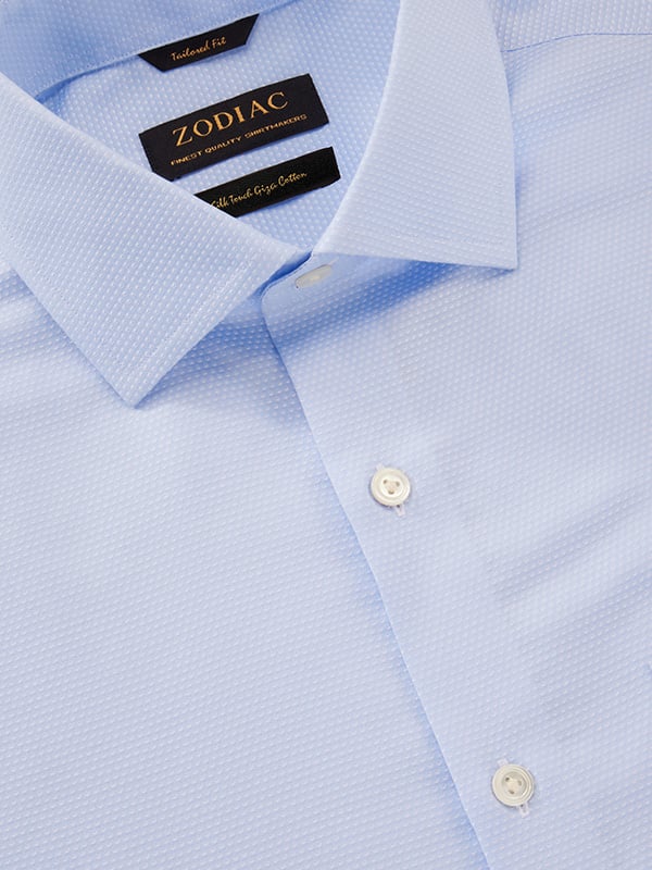 Montefalco Sky Solid Full Sleeve Single Cuff Tailored Fit Classic Formal Silk Touch Egyptian Giza Cotton Shirt