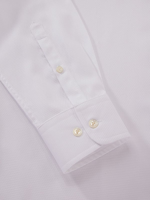 Montefalco White Solid Full Sleeve Single Cuff Tailored Fit Classic Formal Silk Touch Egyptian Giza Cotton Shirt