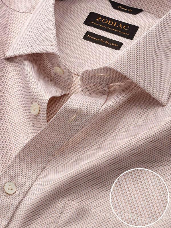 Monteverdi Cream Solid Full Sleeve Single Cuff Classic Fit Classic Formal Two Ply Mercerized Cotton Shirt