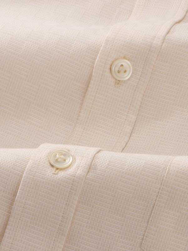 Monteverdi Cream Solid Full Sleeve Single Cuff Classic Fit Classic Formal Two Ply Mercerized Cotton Shirt