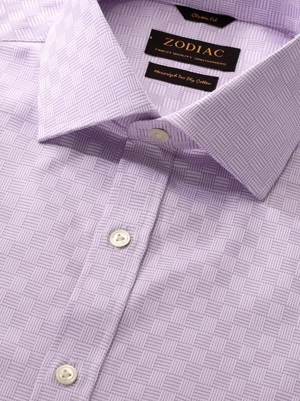 Monteverdi Lilac Solid Full Sleeve Single Cuff Classic Fit Classic Formal Two Ply Mercerized Cotton Shirt
