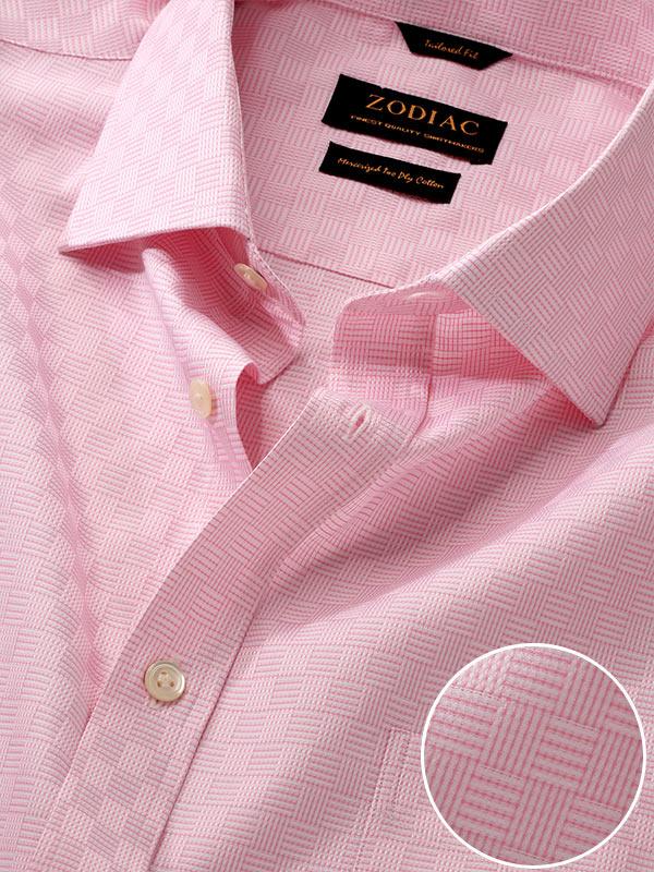 Monteverdi Pink Solid Full Sleeve Single Cuff Classic Fit Classic Formal Two Ply Mercerized Cotton Shirt