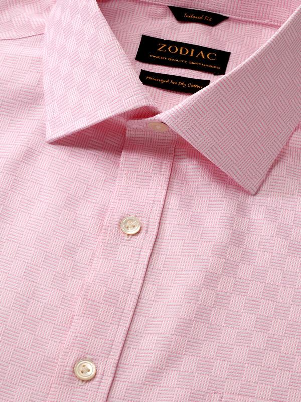 Monteverdi Pink Solid Full Sleeve Single Cuff Classic Fit Classic Formal Two Ply Mercerized Cotton Shirt