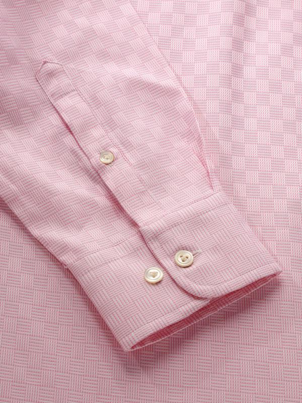 Monteverdi Pink Solid Full Sleeve Single Cuff Classic Fit Classic Formal Two Ply Mercerized Cotton Shirt
