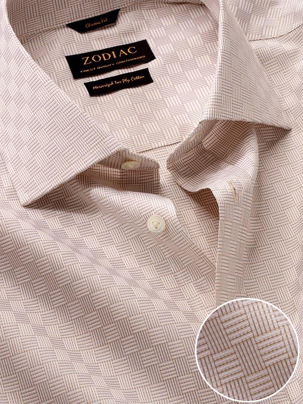 Monteverdi Sand Solid Full Sleeve Single Cuff Classic Fit Classic Formal Two Ply Mercerized Cotton Shirt