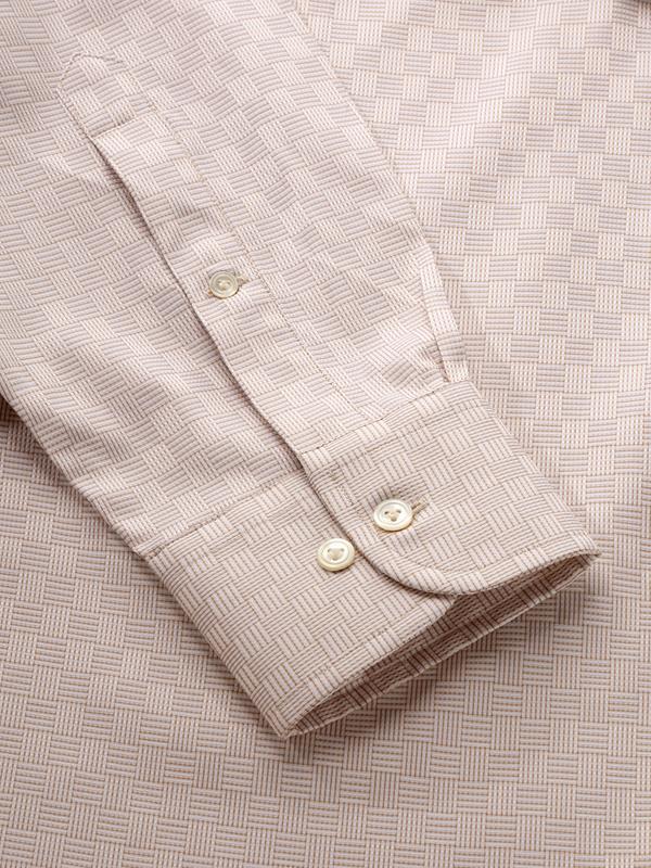 Monteverdi Sand Solid Full Sleeve Single Cuff Classic Fit Classic Formal Two Ply Mercerized Cotton Shirt