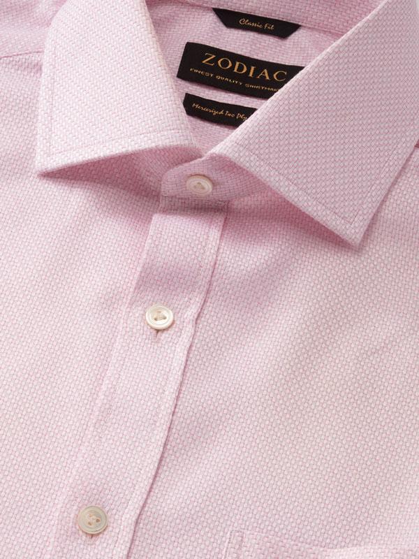 Monteverdi Pink Solid Full Sleeve Double Cuff Classic Fit Classic Formal Two Ply Mercerized Cotton Shirt
