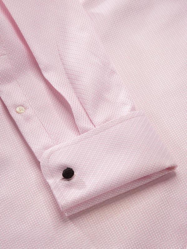 Monteverdi Pink Solid Full Sleeve Double Cuff Classic Fit Classic Formal Two Ply Mercerized Cotton Shirt
