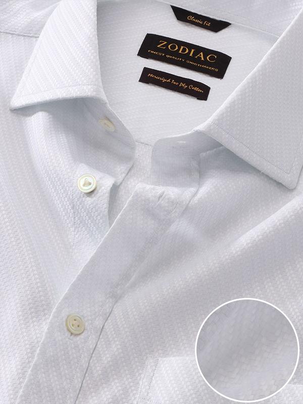 Monteverdi White Solid Full Sleeve Double Cuff Classic Fit Classic Formal Two Ply Mercerized Cotton Shirt