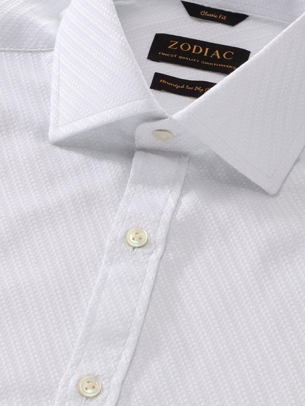 Monteverdi White Solid Full Sleeve Double Cuff Classic Fit Classic Formal Two Ply Mercerized Cotton Shirt