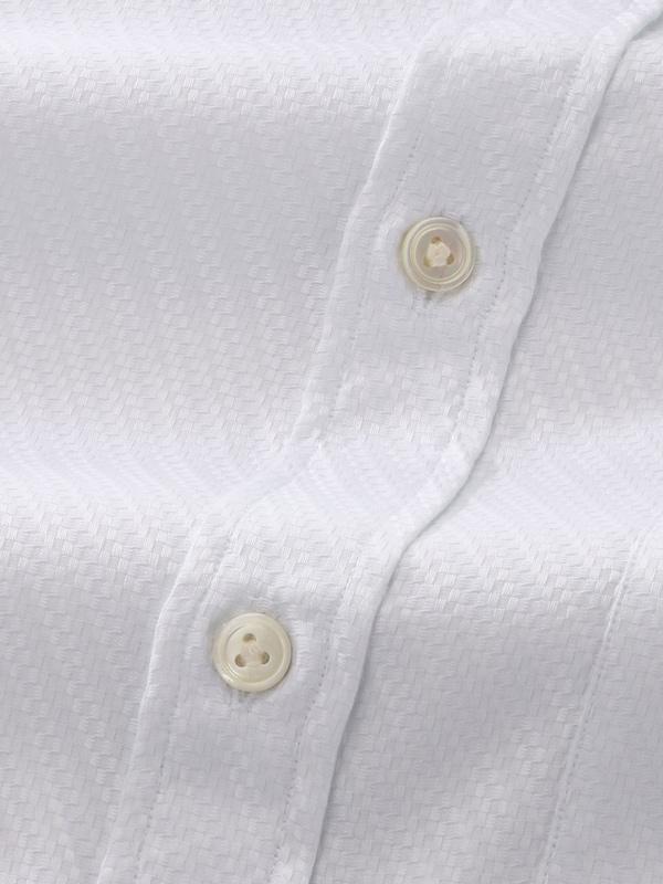 Monteverdi White Solid Full Sleeve Double Cuff Classic Fit Classic Formal Two Ply Mercerized Cotton Shirt