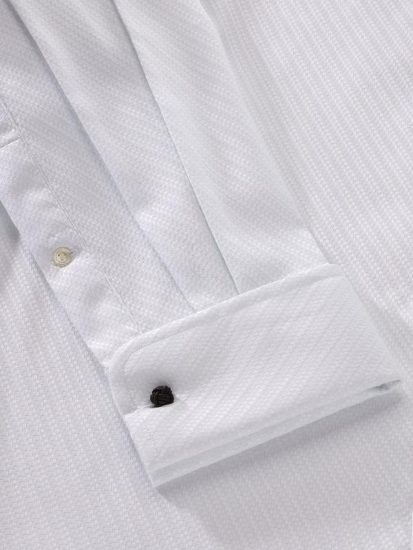 Monteverdi White Solid Full Sleeve Double Cuff Classic Fit Classic Formal Two Ply Mercerized Cotton Shirt